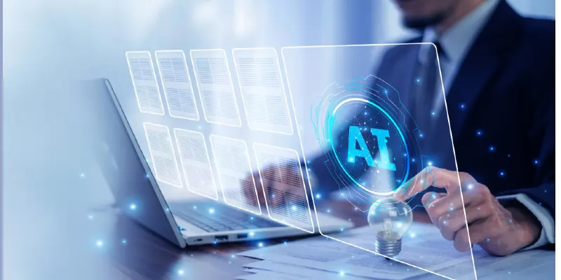 Businessman use ai technology enhances business intelligence by providing realtime data analysis